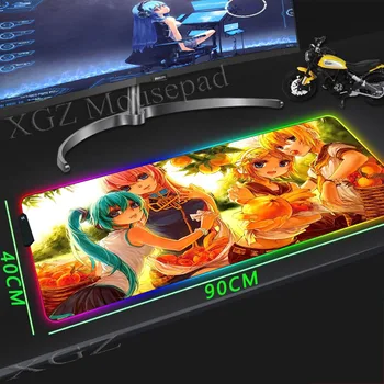 

XGZ Anime Hatsune Miku Girl Fruit Computer Keyboard Desk Mat Black Lock Edge Custom Large RGB Mouse Pad Speed Rubber Non-slip