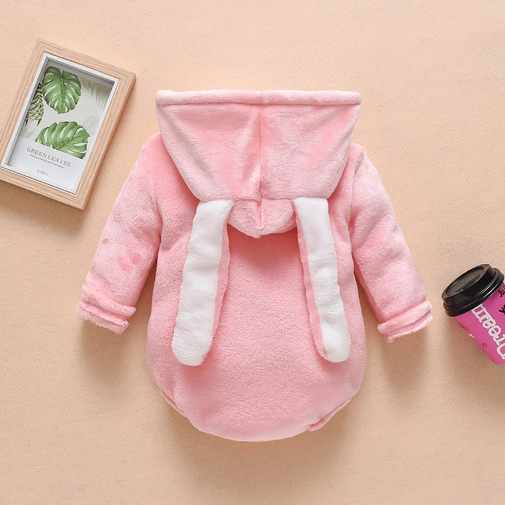 Милая кофта с морковкой для маленьких девочек, комбинезон, Детский костюм для новорожденных мальчиков, зимняя теплая одежда с капюшоном, комплекты с заячьими ушками