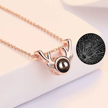 

Fanqieliu One Hundred Languages I Love You Necklaces Female Angle Pendant Necklace For Women FQL20373