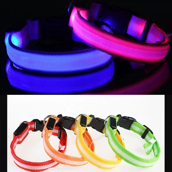 

Pet Dog Collar Luminous Led Nylon Dog Night Collars Adjustable Collar Perro Luz Glowing Bright Dog Collar Led Light Night Safety