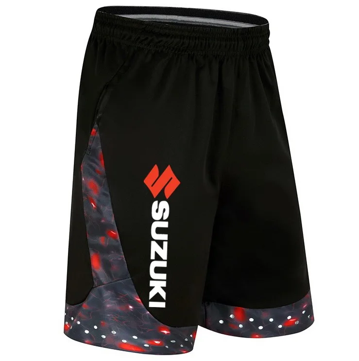 

2018 summer SUZUKI printed Men Shorts with Pockets Quick Dry Breathable Training Shorts Light Weight Workout Fitness Shorts