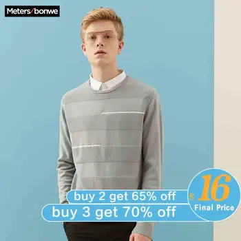 

Metersbonwe Sweater Men Autumn Fashion Long Sleeve Knitted Men Cotton Sweater leisure High Quality Clothes