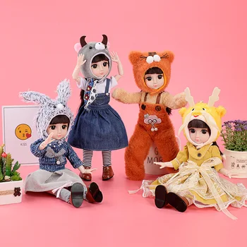 

12 Styles New Fashion 32cm 20 Movable Jointed Bjd Dolls Toys Chinese Zodiac Cute Animal Clothes Set Doll Toy for Girls Gift