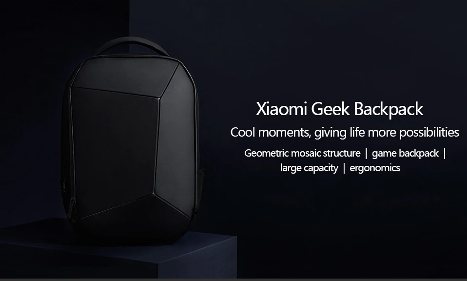 Рюкзак Xiaomi Geek водонепроницаемый на молнии для ноутбука с геометрическим дизайном 15,6 дюймов бизнес путешествия школьная Молодежная мужская сумка