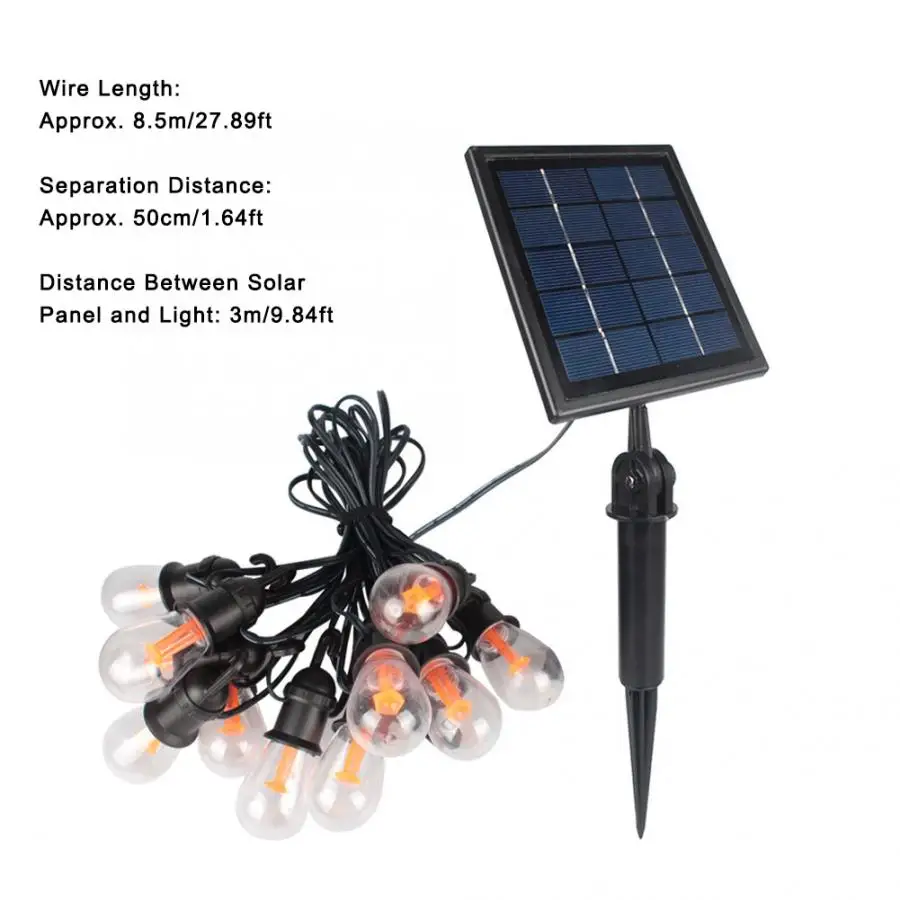 Outdoor Waterproof LED Solar Bulb String Light For Villa Garden Christmas Decoration Pin/Wall Mounting Warm