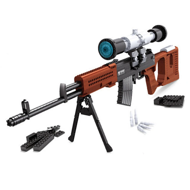 

712 PCS Military Gun Model Building Blocks SVD Sniper Rifle Guns Weapons Boy Assembled DIY Bricks Toys For Children Kid Gifts