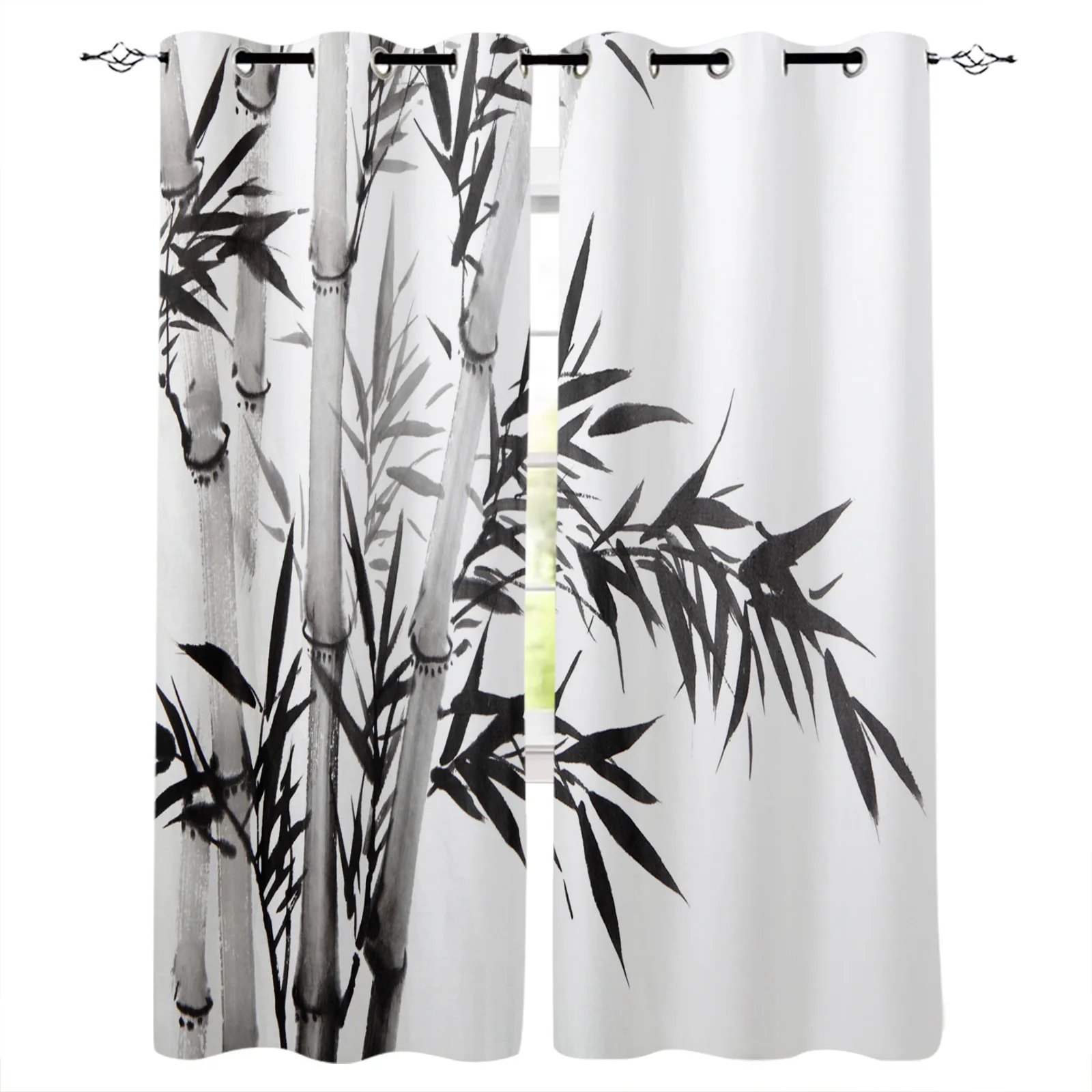 Bamboo Forest Printed Blackout Curtains For Bedroom Window Curtains For Liv U6B7 