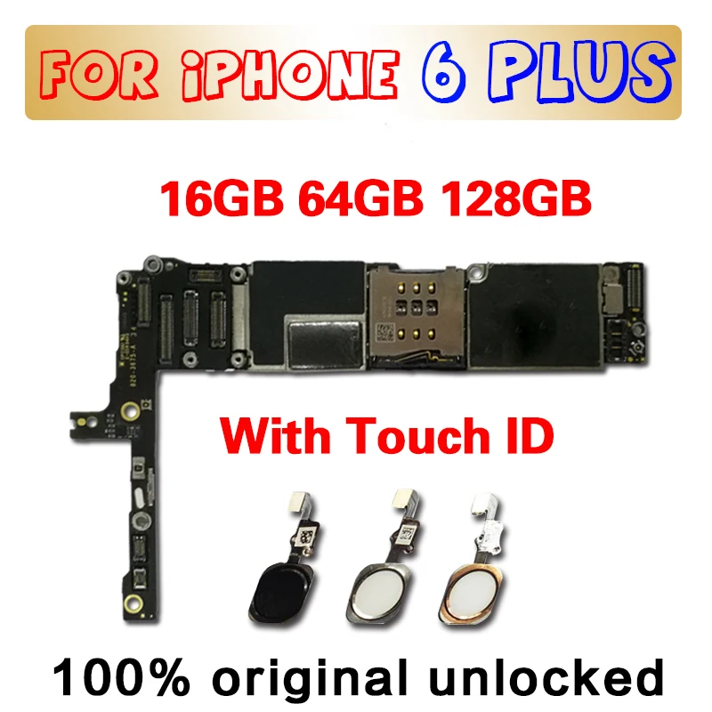 

With Touch ID/without Touch ID for iPhone 6 Plus Motherboard with Full unlocked,100% Original for iphone 6P Mainboard