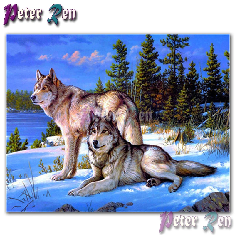 

5d animal Diamond Painting Embroidery Wolf in the snow DIY Square or round Mosaic Cross stitch Rhinestone Home Decoration