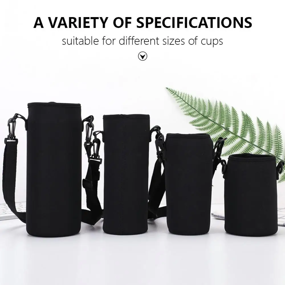 420-1500ML Water Bottle Cover Bag Pouch w/Strap Neoprene Water Pouch Holder Shoulder Strap Black Bottle Carrier Insulat Bag water bottle holder,bike water bottle bag