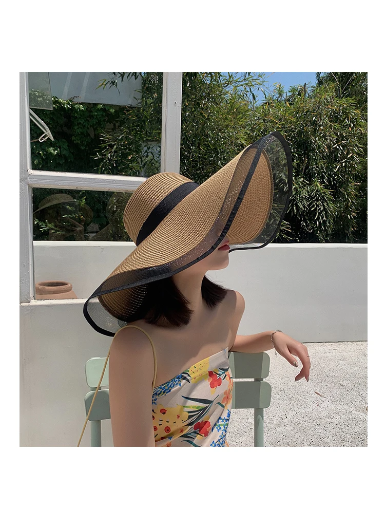 Women's Organza Wide Brim Hat, Thin, Sun Visor