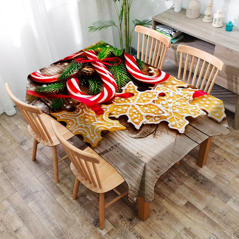 Christmas Biscuits 3D Printed Pattern Rectangular Tablecloths Picnic Dustproof Table Cover Tea Machine Cloth Bedside Cabinet Mat - Color: No.5