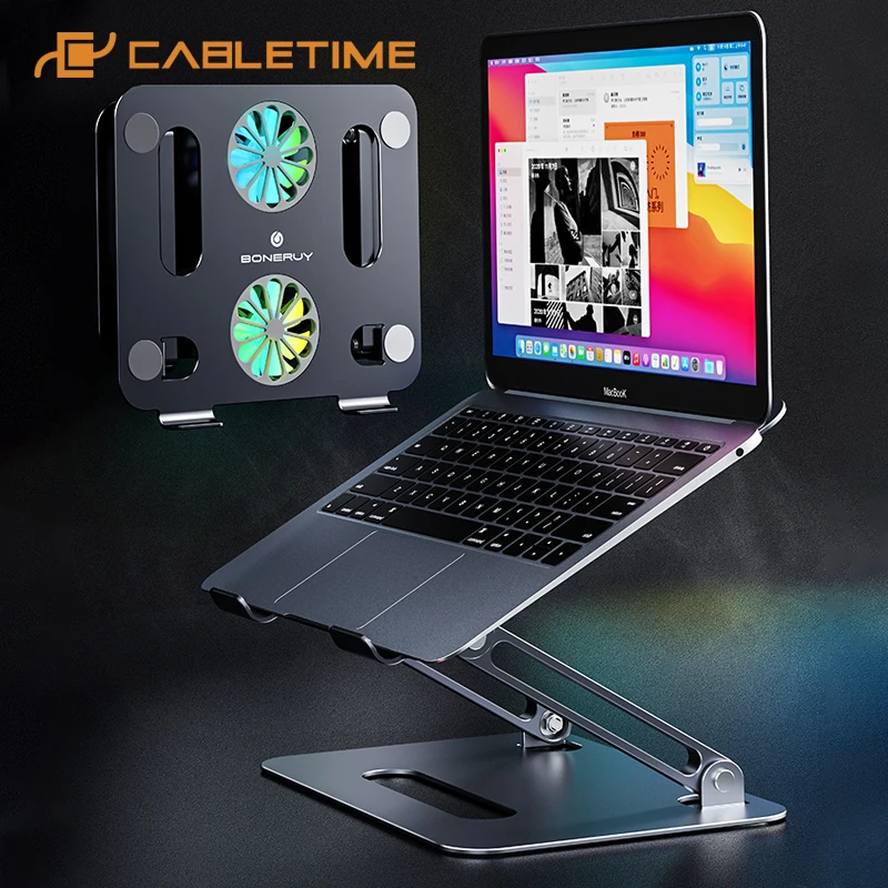 

CABLETIME Cooling Laptop Stand with Fan Upgrade Adjustable Aluminum Stable Holder for Notebooks 17.3 inch Smart Devices C409