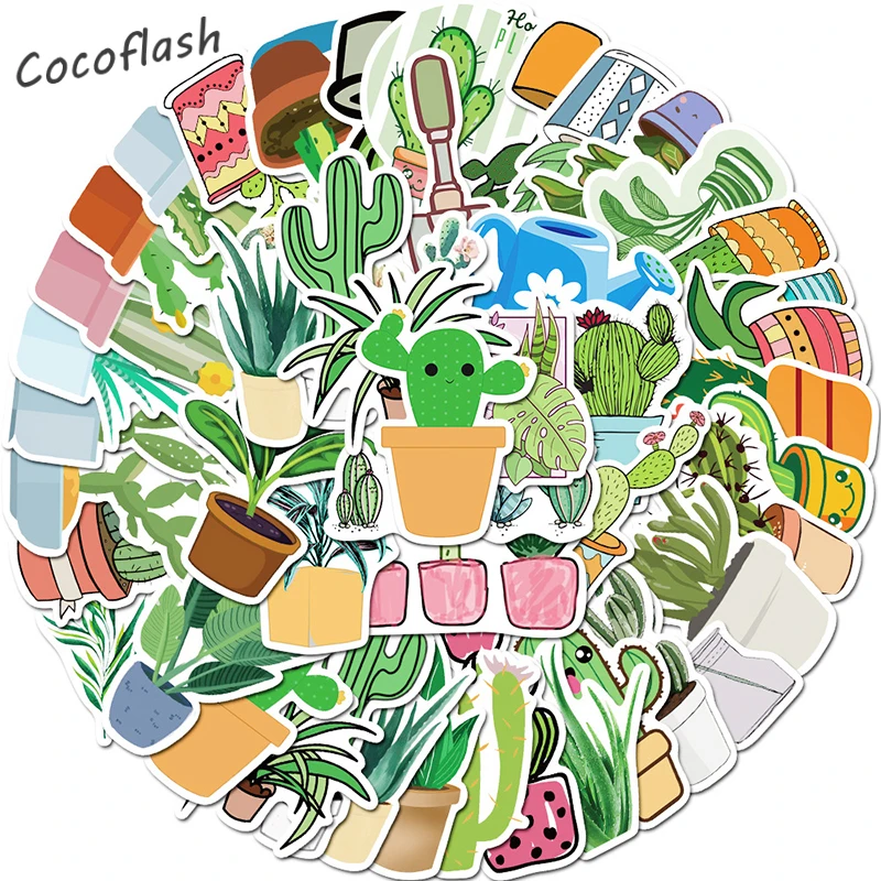 45pcs/pack Cartoon Vintage Green Plants Flowers Vsco Waterproof Stickers For Snowboard Luggage Fridge Scrapbook Laptop DIY Toy