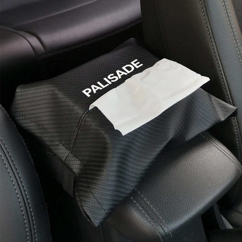 

Carbon Fiber Grain Leather Seat Back Tissue Box Car Armrest Box Tissue Box Car Interior Accessories For Hyundai Palisade