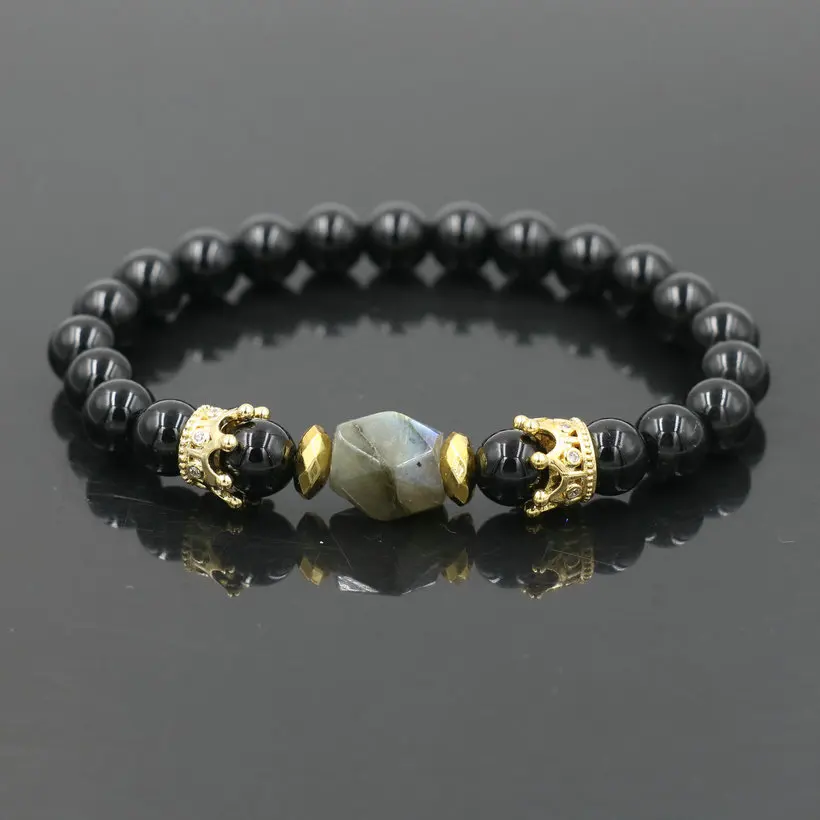 Trend Charm Beads Bracelet For Men Fashion Luxury Gold Crown Lava Stone Bracelet Male Jewelry Gift Chakra Pulseira bileklik - Image 3