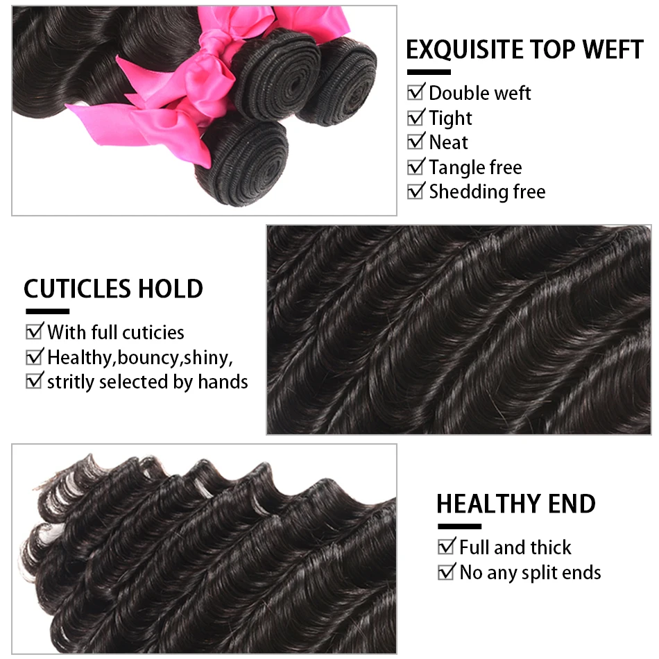 Peruvian Hair Bundles With Closure Loose Deep Wave Bundles With Closure Remy Hair 3/4 Bundles With Closure Aatifa Hair