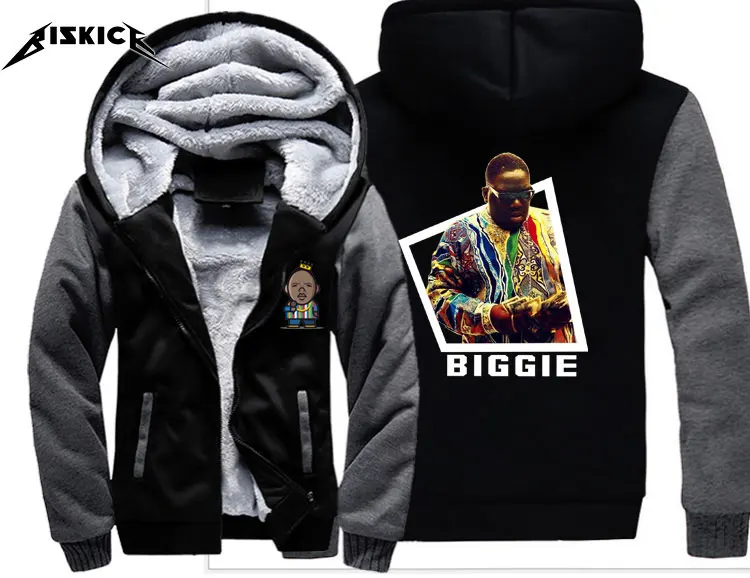 Biggie граф деньги Тупак хип-хоп Музыка рэп концертный мужской wo мужское теплое толстое пальто куртка зимняя теплая бархатная Толстовка Топ толстовки - Цвет: Style 4 Asian size