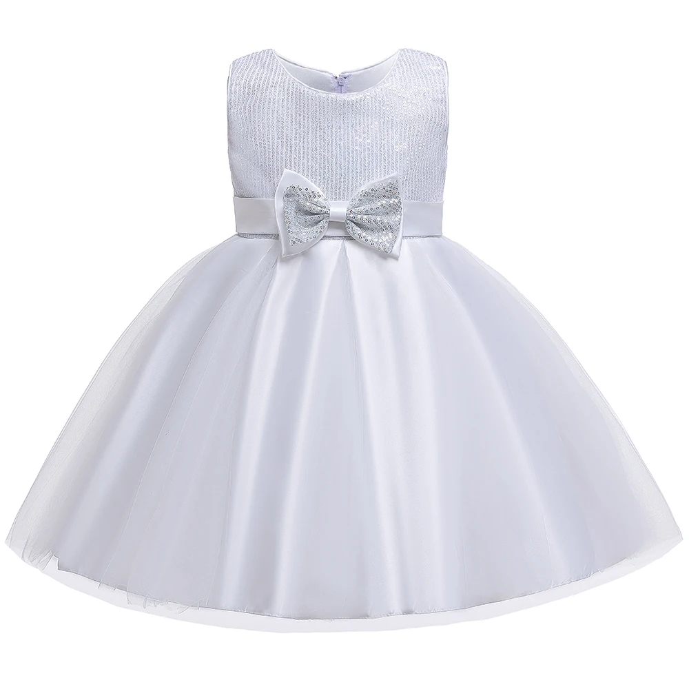 Girls Birthday Dress Kids Dresses For Girls Clothing Party Tutu Dress Sequin Gown Bow Princess Dress 3-10 Years Vestidos - Цвет: white