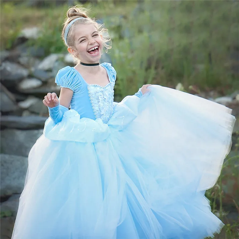 Fancy Party Girls Dresses Elsa Cinderella Sleeping Beauty Halloween Dress Children Rapunzel Kids Cosplay Costume Princess Dress