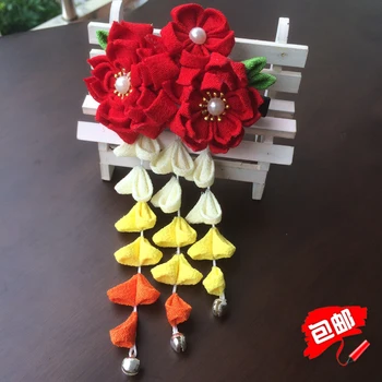 

JAPANESE STYLE VINTAGE HANDMADE CLOTH CHERRY BLOSSOMS TASSEL HAIR CLIP HAIR KIMONO ACCESSORIES COSPLAY FIRKETE /HORQUILLA