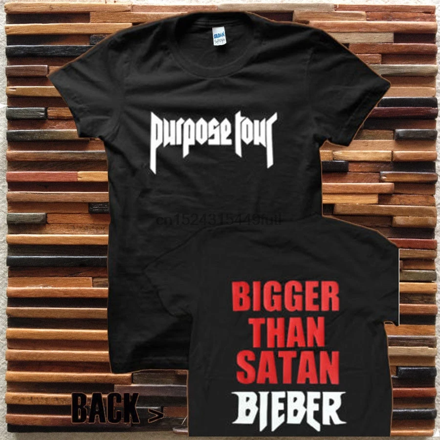 JUSTIN BIEBER BIGGER THAN SATAN T-Shirt PURPOSE TOUR UNISEX CONCERT | Мужская одежда