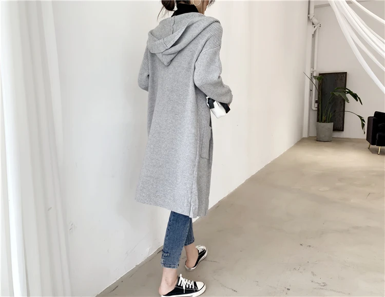 Colorfaith Новинка осень зима женские куртки карманы с капюшоном трикотажная верхняя одежда английский стиль длинный кардиган Топы JK1886
