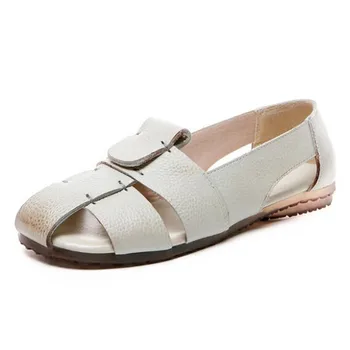 

Hot 2020 New Summer Classic Retro Genuine Leather Sandals Concise Fashion Casual Sandals Soft Bottom Non-slip Women Flat Sandals