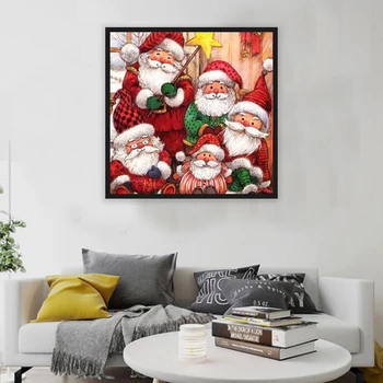 

Santa Claus 5D DIY Diamond Painting Cartoon Full Round Embroidery Home Room Decoration Mosaic Cross Stitch Christmas Card Gifts