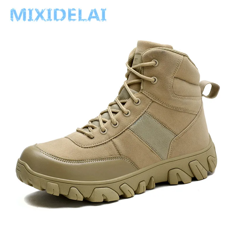MIXIDELAI Men's Military boot Combat Mens Chukka Ankle Boot Tactical Big Size Army Boot Male Shoes Waterproof Motocycle Boots