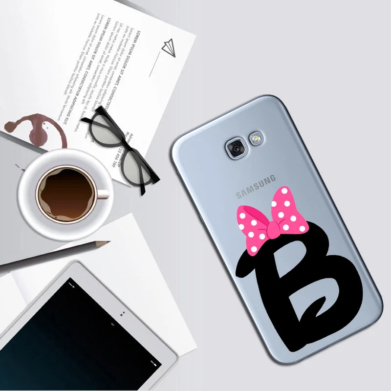 TPU Модный чехол с надписью Monogram s 26 алфавит бант мягкий ТПУ чехол для телефона для samsung S6 S7 EDGE S8 S9 S9 PLUS - Цвет: TPU