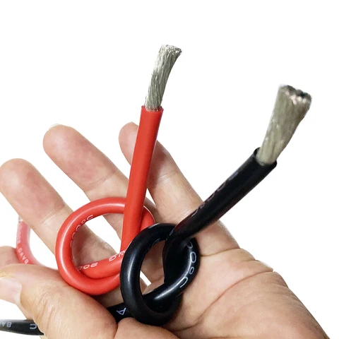 silica gels 1214161820262830AWG Silicone Wire SR Cable Flexible Stranded Copper Electrical Cables 1M black1M red For RC title=
