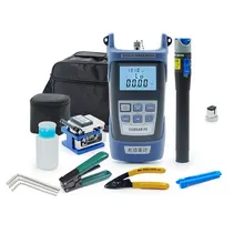 11pcs/set Fiber Optic FTTH Tool Kit with FC-6S Fiber Cleaver and Optical Power Meter 5km Visual Fault Locator Optical Power Mete