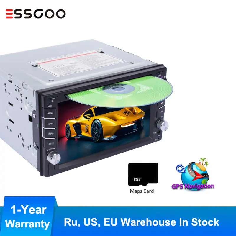 

Essgoo 6.2" 2 Din Car Radio Bluetooth Dvd Player Gps Navigation Fm Rds Rear View Camera Optional Car Stereo Autoradio Navigators