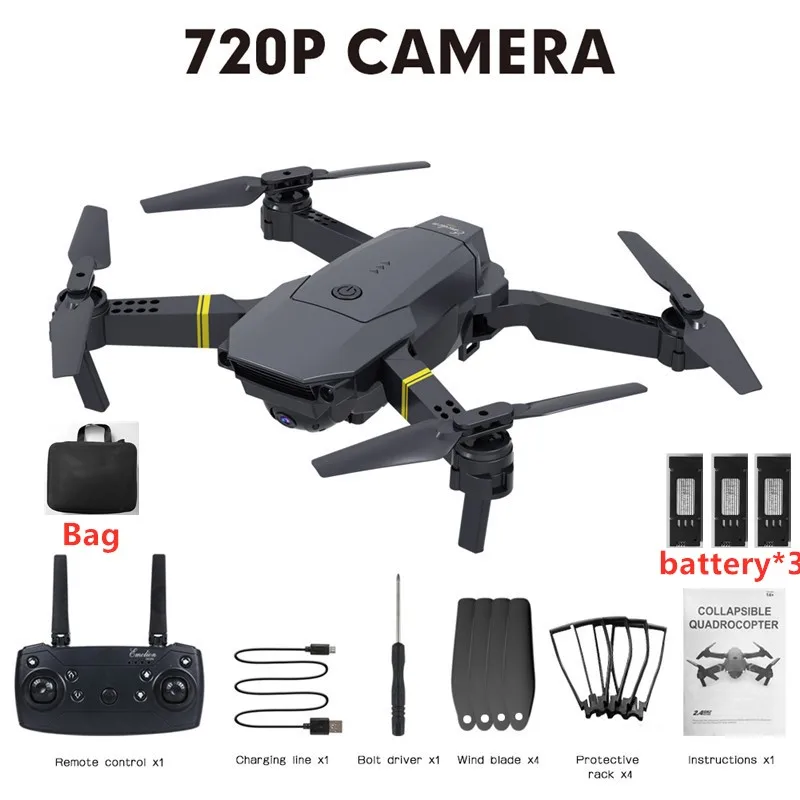 720P 3Batterywithbag HJHRC JY019 Wi-Fi FPV с широкоугольной камерой 4K HD, режим удержания высоты, складной рычаг, Радиоуправляемый квадрокоптер, Дрон Pro RTF Drone VS E520S E58 - Цвет: 720P 3Batterywithbag