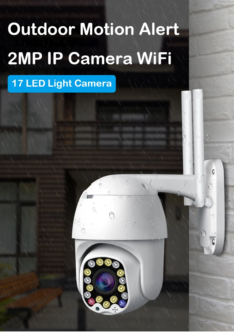17 светодиодный открытый сигнал движения 2MP ip-камера WiFi 4X цифровой зум двойная антенна скоростная купольная камера с сиреной светильник Облачное хранилище