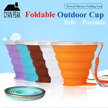 Портативная силиконовая чашка пищевого класса ПП Складная чашка с крышкой наружная телескопическая наружная туристическая кружка дорожная походная чашка для воды