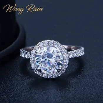 

Wong Rain 925 Sterling Silver Created Moissanite Gemstone Wedding Engagement Diamonds Ring Fine Jewelry Wholesale Drop Shipping
