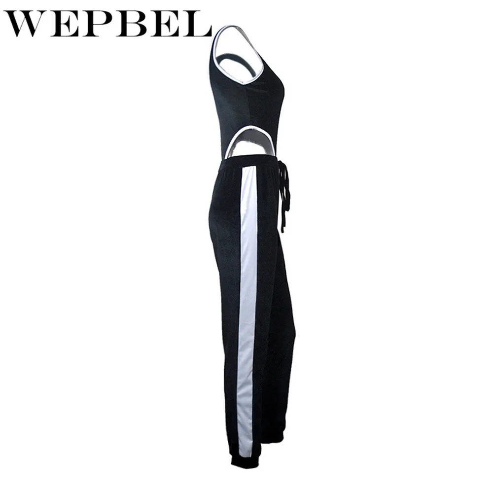 WEPBEL, женский сексуальный комбинезон, без рукавов, глубокий v-образный вырез, открытая спина, на молнии, рубашка, брюки, Облегающий комбинезон для ночного клуба