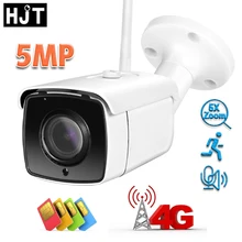 HJT 4G IP Camera 5MP 5X Zoom Two Way Audio IR Night Vision TF Card Humanoid Detection Outdoor Security Camera Waterproof CamHi
