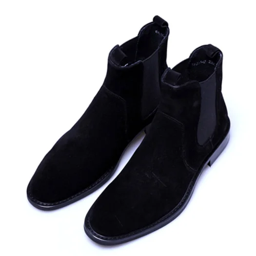 Black Suede 3 Черные стильные ботинки без шнуровки; Короткая Повседневная дизайнерская обувь для мужчин; Высококачественная Осенняя коллекция года; кожаные ботильоны с натуральным лицевым покрытием; большие размеры; Челси - Цвет: Black Suede 3