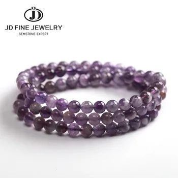 

JD 6-7mm Amethysts Crystal Genuine Quartz Wrap Bracelets Women Natural Stone Beads Boho Multilayer Friendship Handmade Bracelet