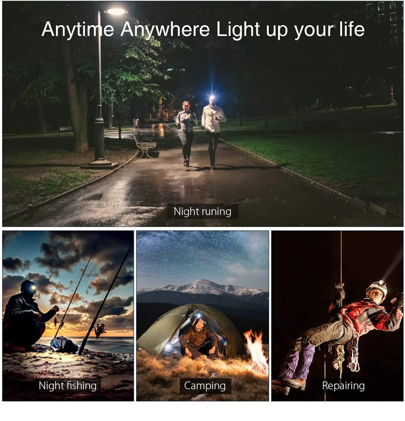 Ultra bright LED Headlamp Fishing Headlight XML 3 T6 2 Q5 6modes USB charging 18650 battery powerful for outdoor camping running