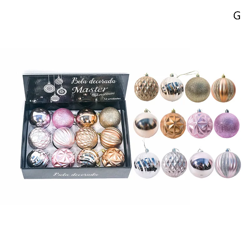 g 12Pcs 8cm Christmas Tree Balls Colorful Hanging Home Party Xmas Ornament Decor QP2 - Цвет: g
