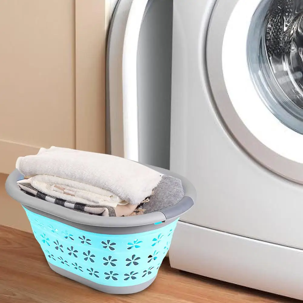 

Laundry Basket Plastic Dirty PP Clothing Foldable Hamper Storage Toy Bath Clothing Storage Box 50x37.5x27cm