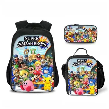 

3PCS/SET New Super Smash Bros Print School Backpack for Teenage Girls&Boys Cute Student Kids Schoolbag Children Mochila