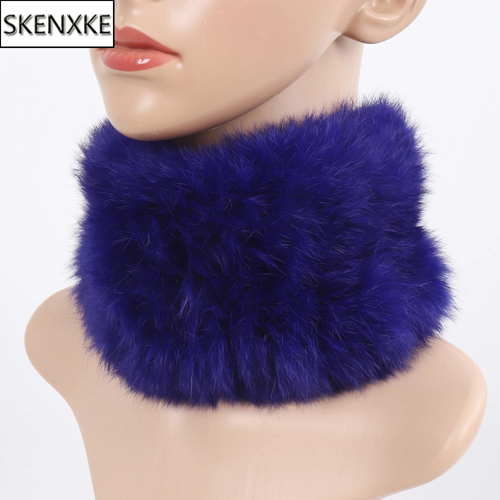 Шарф-кольцо из натурального кроличьего меха женский зимний вязаный теплый |