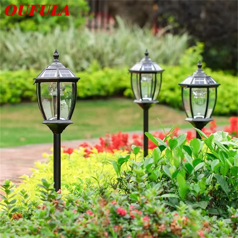 

OUFULA Retro Simple Outdoor Black Lawn Lamp LED Light Classical Waterproof Home for Villa Path Garden