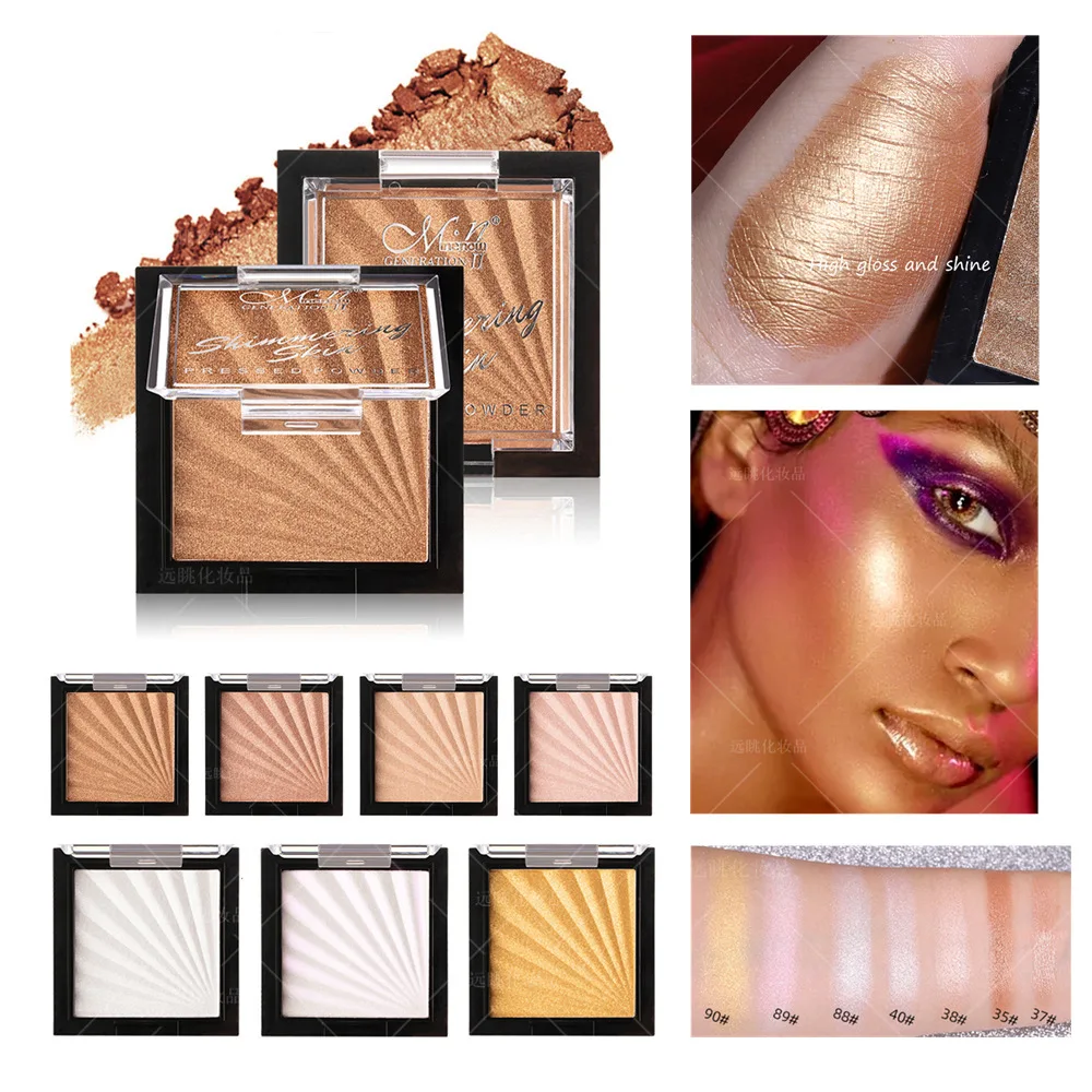 Палитра блестящих пудры 7 цветов Яркая блестящая подсветка для восстановления