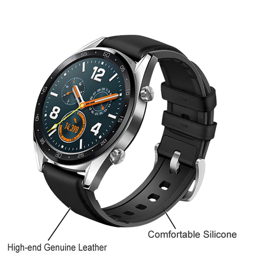 Цветные Ремешки для наручных часов Смарт-часы кожа+ Силиконовый ремешок для наручных часов huawei Watch GT/Active 46 мм смарт-браслет#40